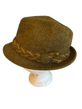 Champ Wool Green Brown Fedora Braided Trim European Size 7 1/8