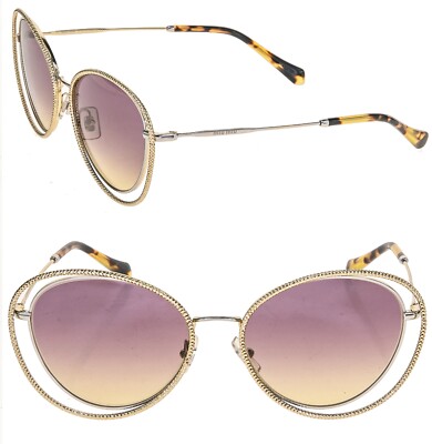 MIU MIU LA MONDAINE MU59VS Pink Gold Rimless Round Oversized Sunglasses 59V