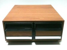Vintage 1980s 2 Drawer 28 Cassette Tape Storage Holder Organizer Wood Grain Case
