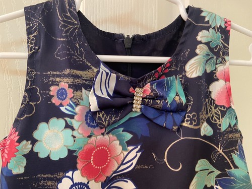 Lilax Floral Dress Navy Blue Drop Waist Girls Size 5 - Picture 5 of 9