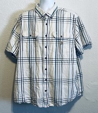 Carhartt Button Down Shirt Mens 2XLT Loose Fit Blue Plaid Flannel Front Pockets