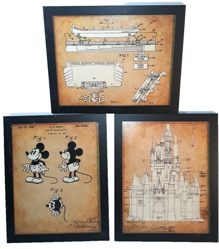 Walt Disney Framed US Patent Art Print Cinderella Castle Mickey Mouse SM Boat - 第 1/12 張圖片