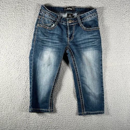 Capri Cowgirl Tuff Taille 25 En Jean Bleu - Neuf Avec étiquettes, Coupe Régulière Femme