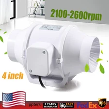 4" 100 CFM Exhaust Inline Duct Fan,2100-2600rpm Speed Blower Kit High Efficiency