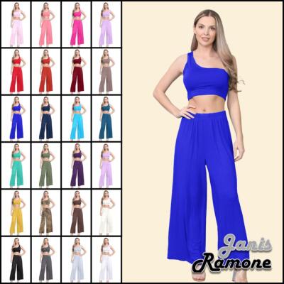 Damen Uni Palazzo Bedruckt Ausgestellt Weites Bein Hose Baggy Freizeit Sommer Hose
