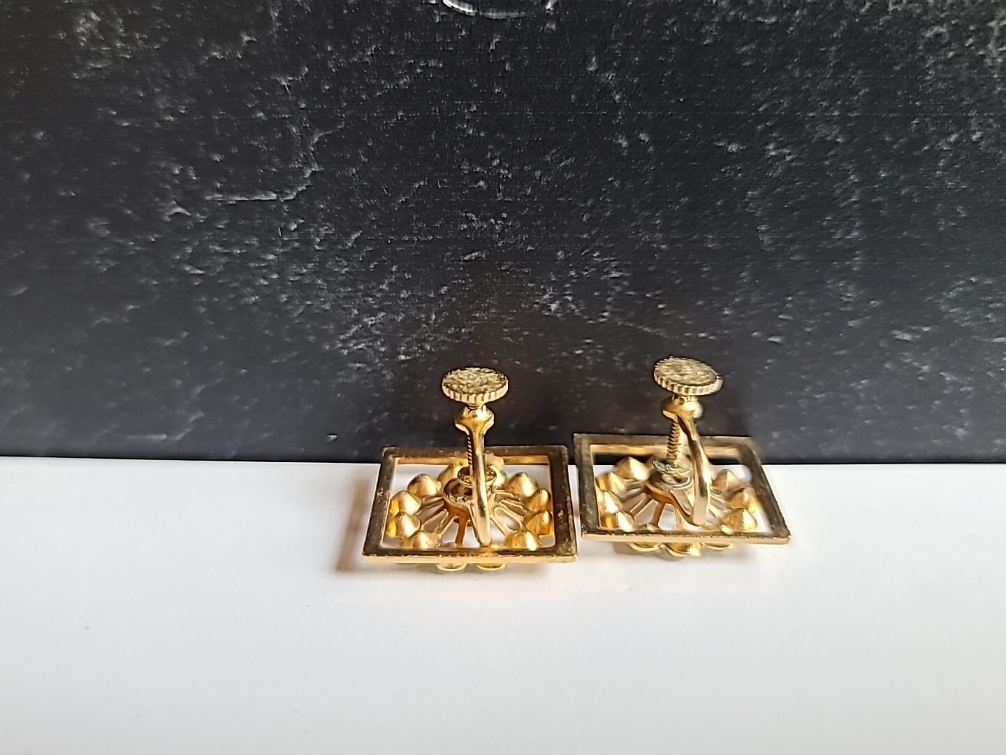 Square Shaped Clear Rhinestone Screwback Earrings… - image 7