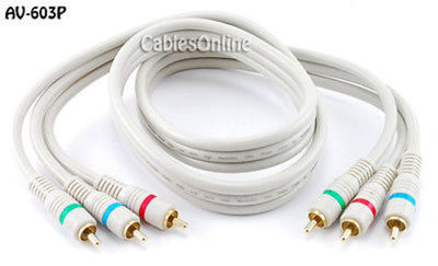 3 ft. High Quality Python  Component Video 3-RCA RGB Cable, Gold Plugs, AV-603P