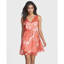 Milly 'Anna' Sz 4 Poppy Red Silk Fit & Flare A-Line Short Cocktail Party Dress