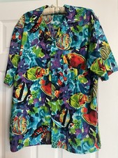 Vintage Size Large TROPICAL FISH Hawaiian shirt- Read Description