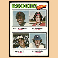 Gary Alexander Rick Cerone Dale Murphy Kevin Pasley Rookie #476 1977 Topps Card. rookie card picture