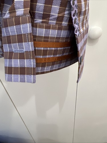 Robert Graham Hemd Herren XL lila/braun kariert Print Tailored Fit Knopfleiste - Bild 5 von 11