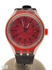 Orologio Uomo Swatch Go Quarzo Rosso Analogico Cinturino Nero