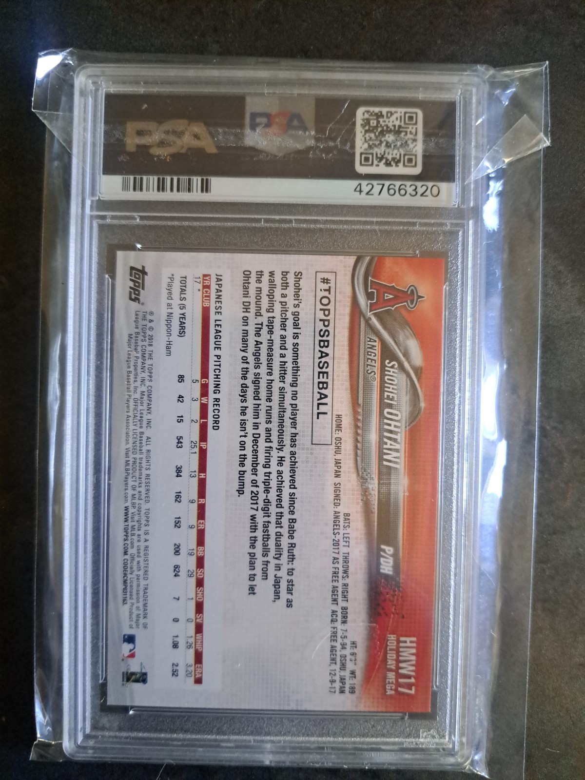 2018 Topps Holiday Shohei Ohtani #17 LA Angels Rookie Card RC GEM MINT PSA 10 view 2