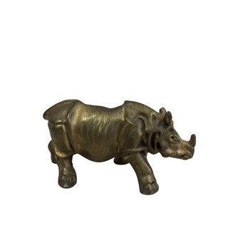 Vintage Brass Rhinoceros Rhino Ornament Figurine 257g Animal Collectable Used