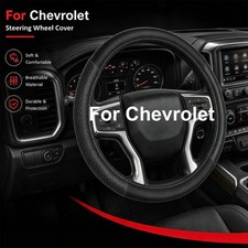 Black 37-38cm/15'' Car Leather Steering Wheel Cover for Chevrolet Universal