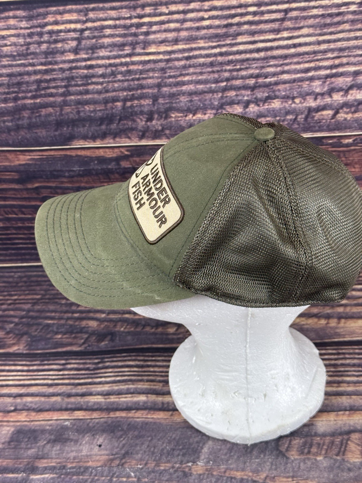 Under Armor fish Green solid trucker Cap Hat-FREE… - image 2
