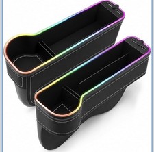 2 Pack Car Seat Gap Filler Organizer, Front Seat Storage with LED lights - New