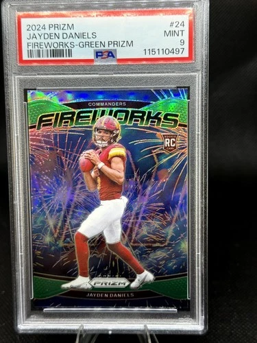 2024 Panini Prizm Fireworks Green Prizm - Jayden Daniels #24 9