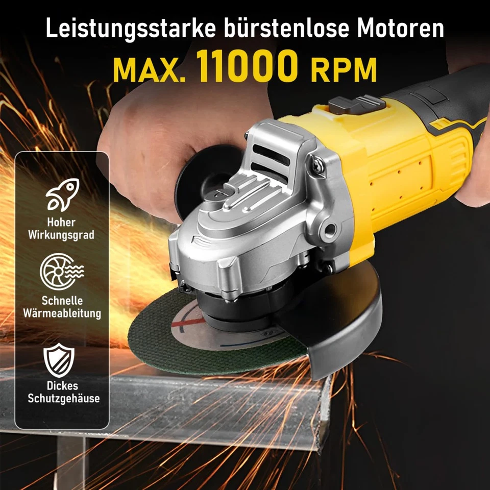 Winkelschleifer 125mm Trennschleifer Schleifmaschine Bürstenlos Für Dewalt 20V. - Bild 4 von 4