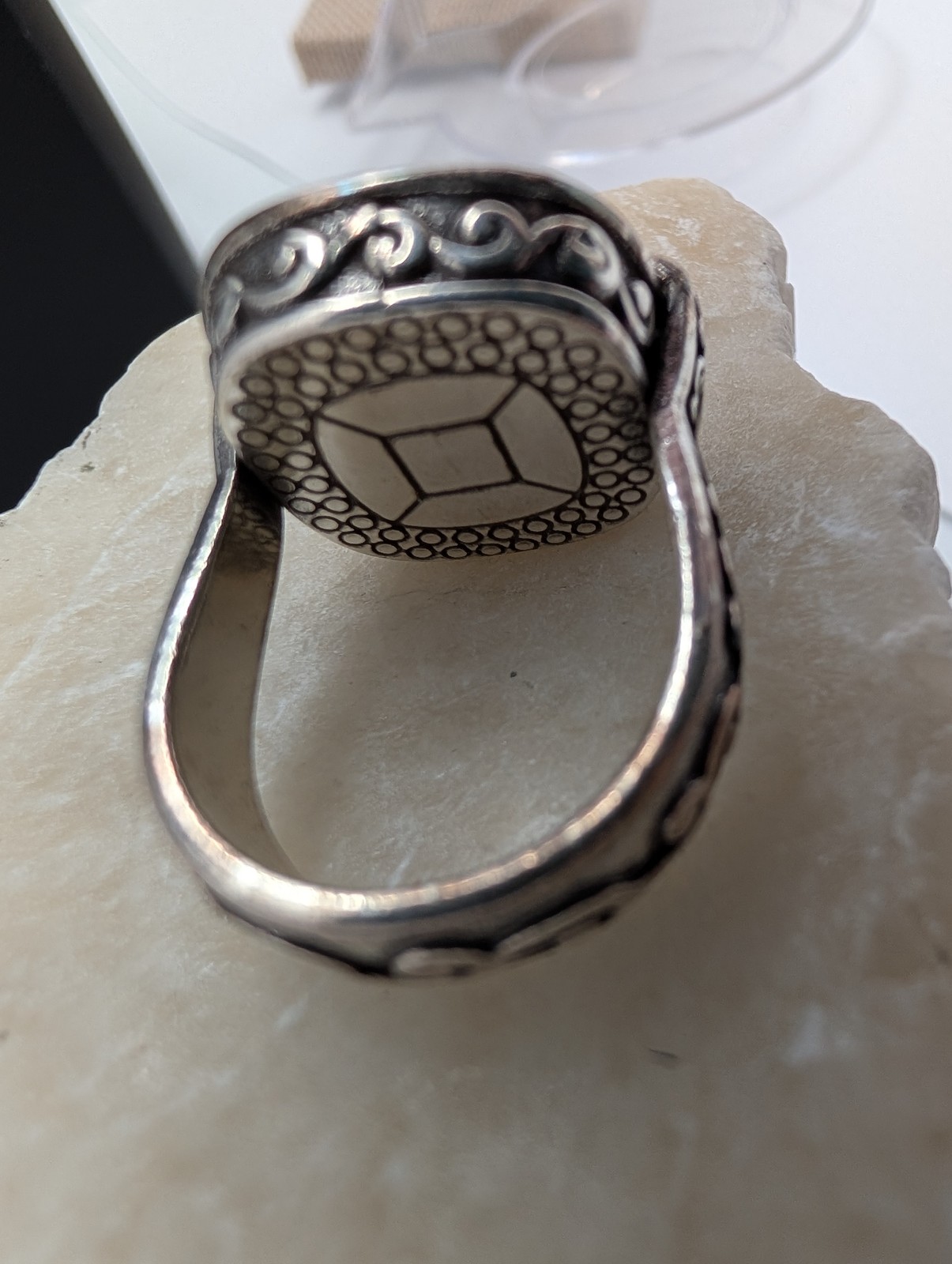 Brighton Silver Tone Scroll Statement Ring Smoky … - image 3