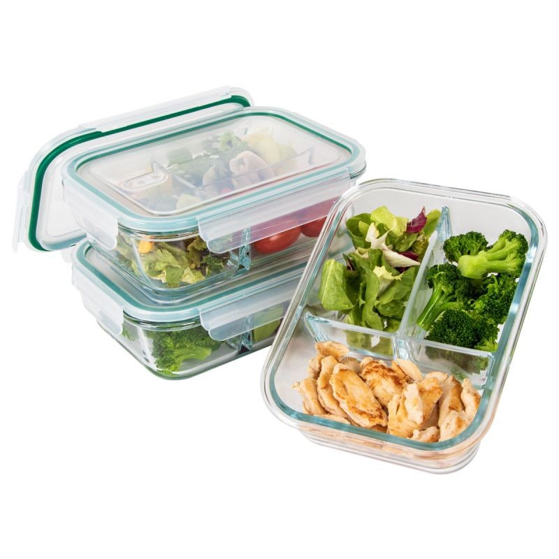 Boite à repas en verre hermétique Classbach, lot de 3 pièces pour micro-ondes et four