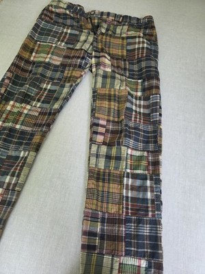 VTG POLO RALPH LAUREN MENS BLUE PATCHWORK MADRAS PANTS 36x34