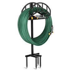 Kesfitt Garden Hose Holder Stand, Detachable, w/Tool Basket, 4 Spikes, Heavy Dut
