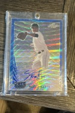 2020 Leaf Metal Draft - 1990 Leaf Autographs Noelvi Marte #LA-NM1 Blue Wave /20