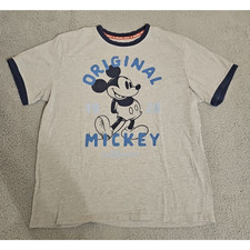 Original Mickey Mouse 1928 Disney Shirt Mens LARGE Gray Navy