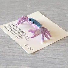 Vintage Hagen Renaker Miniature Crab Purple Blue Glossy NWT