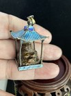 ANTIQUE CHINESE EXPORT ENAMEL PAGODA  with CARVED TIGER EYE BUDDHA  SILVER — photo 6