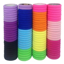 J-MEE Seamless Hair Bands, 100PCS Ties Ponytail Holders Mix Colors 