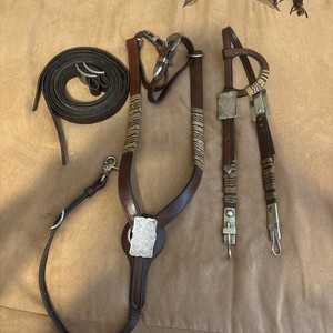 Vintage Vogt Silversmiths Sterling Silver  and braided Ranch Headstall 