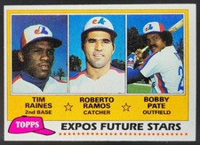 1981 Topps Expos Future Stars Tim Raines Roberto Ramos Bobby Pate RC JE2