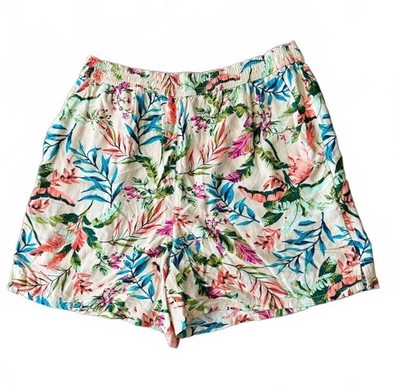 Lands End NEW Women's Shorts Size 12 High Rise Tropical Floral Coastal Resort