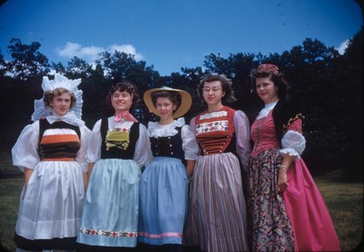 Slide Photo View Pretty Girls in Renaissance Holiday Dresses Easter? 1950  LOT | eBay