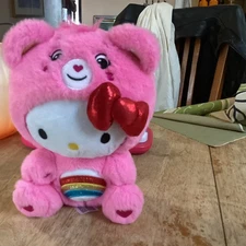 Hello Kitty Care Bear Plushie Pink Rainbow Basic Fun 2024 Cute Kawaii