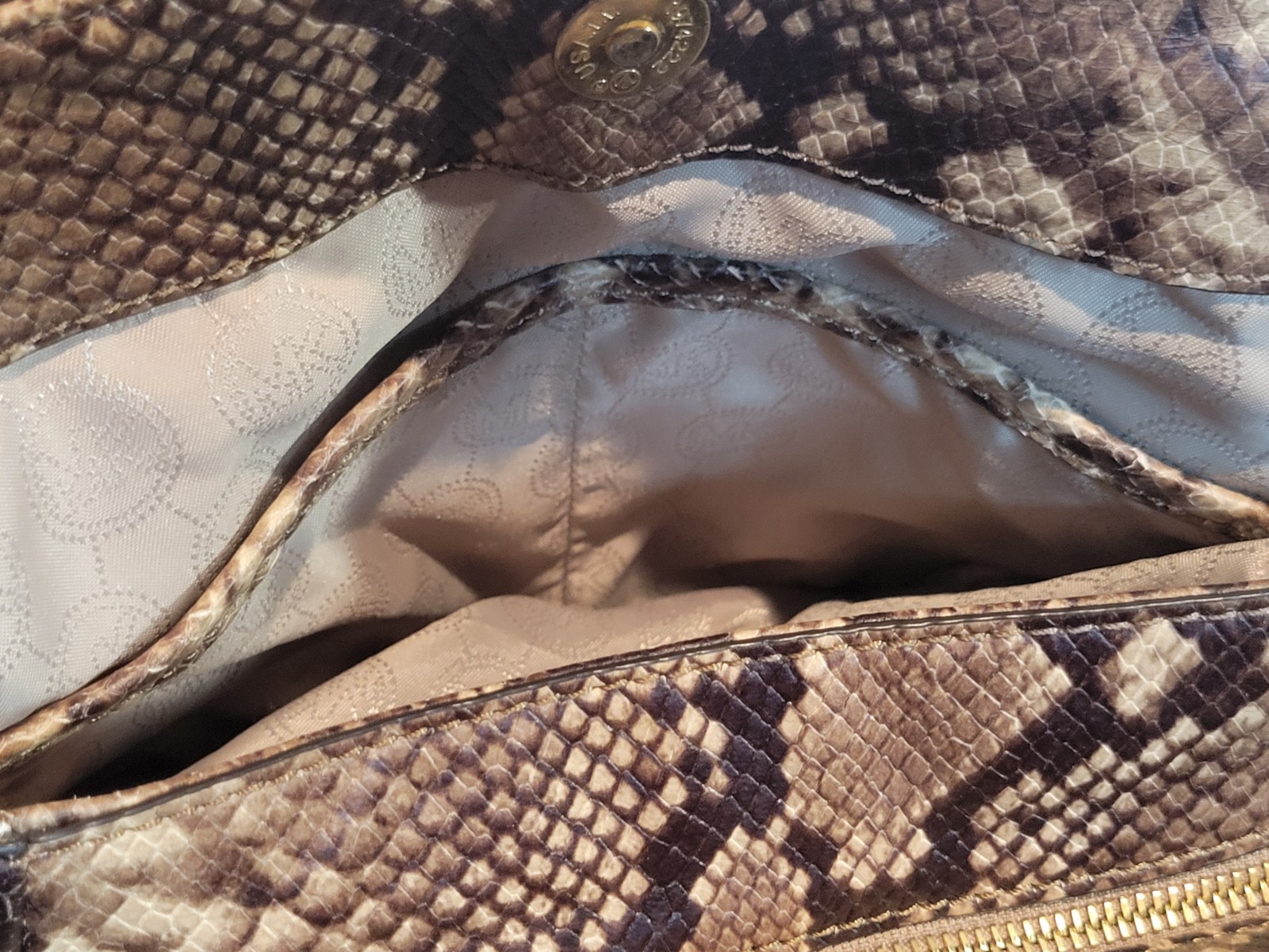 Michael Kors Leather Snake Skin Python Shoulder Bag Double Chain Strap Zippered thumbnail 7