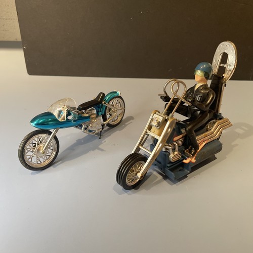 Set Of Vintage Motorcycle Toys And One Rider, As Is