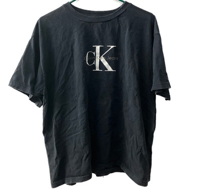 Calvin Klein Jeans CK Logo T-Shirt, Men's L/XL, Black, Vintage, Made in US, Fair
