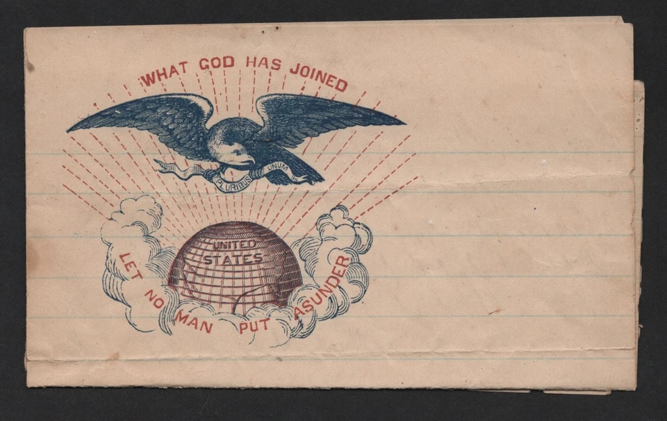 US 1861 GUERRA CIVIL PATRIÓTICO EN PORTADA Y MEMBRETE "LO QUE DIOS SE HA UNIDO DEJA..." Foto 4 de 4