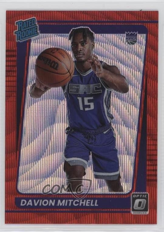 2021 Panini Donruss Optic Rated Rookie Red Wave Prizm Davion Mitchell #155 02v3