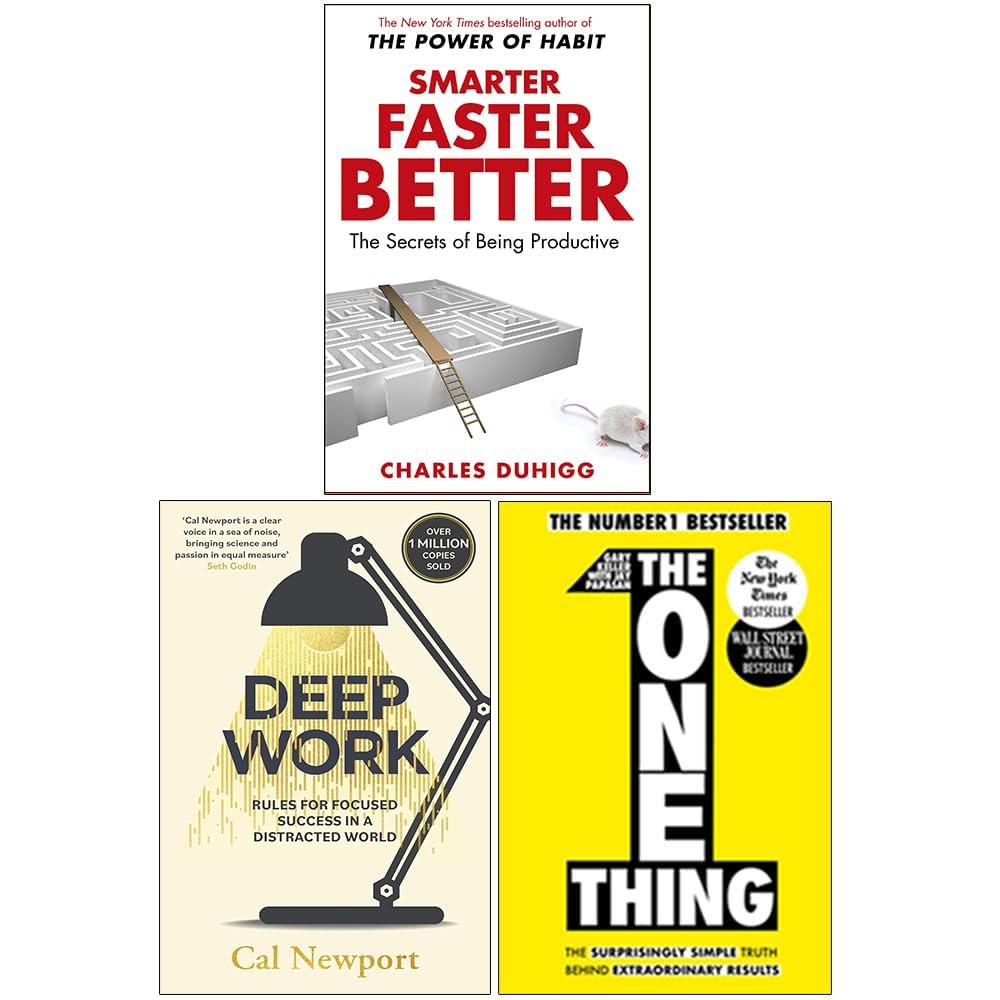 B&Q -  Smarter Faster BetterDeep WorkThe One Thing 3 Books Collection Set - Image 2