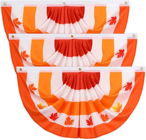 3 Pcs Fall Bunting Banners for Outside, 3x1.5ft Autumn Flag