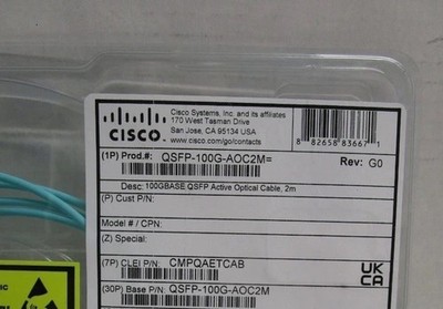 BRAND NEW GENUINE CISCO QSFP-100G-AOC2M QSFP ACTIVE OPTICAL CABLE-2M SHIPS FREE!