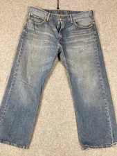 Levi's 569 Straight Jeans Mens 38X30 Blue Denim Waistband Relaxed Fit Pockets