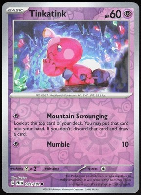 Paradox Rift Tinkatink 082/182 Common Pokemon Reverse Holo NM/M