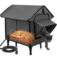 Heated Cat House for Outside, Winter Insulated Cats House with Heated Pad, Wa...