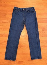 Vintage Lee Jeans Mens 38x32 Dark Wash Straight Leg Denim USA Made