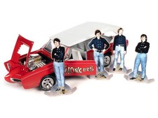 Monkeemobile Red with White Top and Interior "The Monkees" with Four Monkees Fig